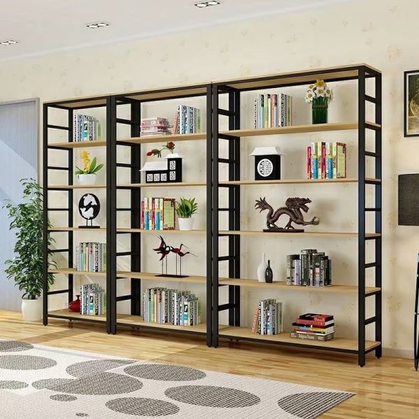 Double-Sided Steel-Wood Bookshelf for Library/Book Shelf/Office Furniture/Booksh Shelf for Clothing/Shoes/Jewelry/Watch