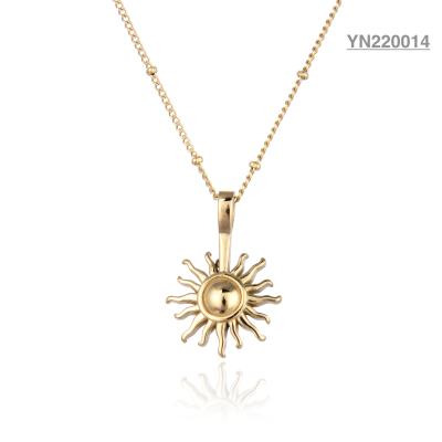 Ancient Greece Sun Pendant Necklace 18K Gold Plated Stainless Steel Necklace Womens