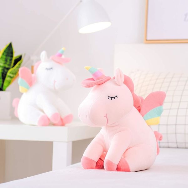 Lazada Unicorn Stuffed Animal Plush Toys Girls Gifts with Rainbow Wings White 12 Inches