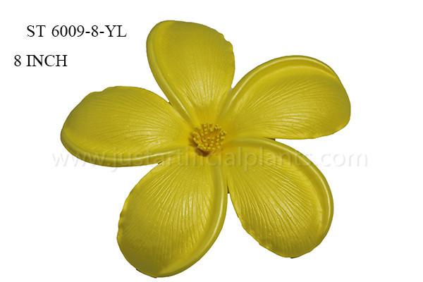 Yellow 4 8 Artificial Frangipani Flowers , Fake Frangipani Flowers Wall Decoration