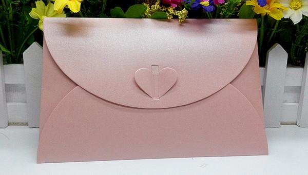 Multi-color optional heart buckle decoration pearl paper envelope for  creative love postcard
