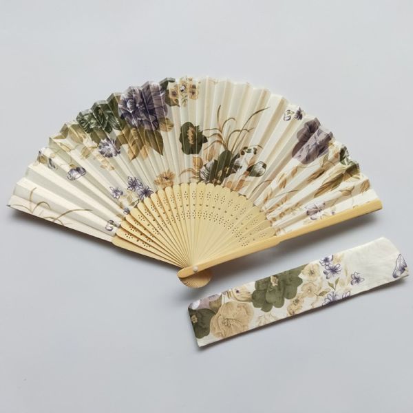 21cm Japanese Bamboo Satin Fabric Fans With Gift Pouch Wedding Favor Custom Printed Folding Fan