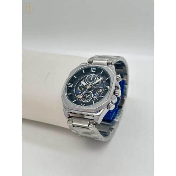 ML1113-Silver Bezel Luxury Trend Design Men Quartz Watches With Stainless Steel Band