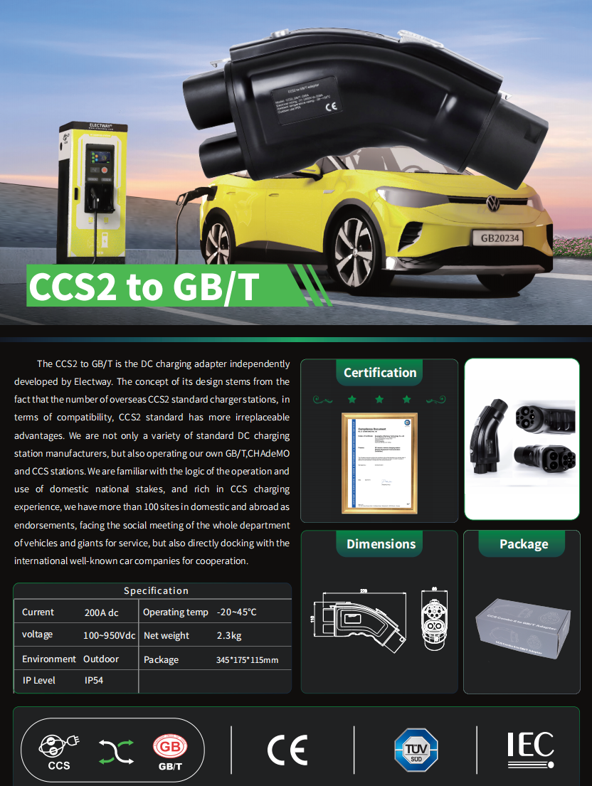Adaptador de carga de EV de CC CCS2 a conector GBT CHAdeMO a GBT CCS1 a GBT para automóviles chinos