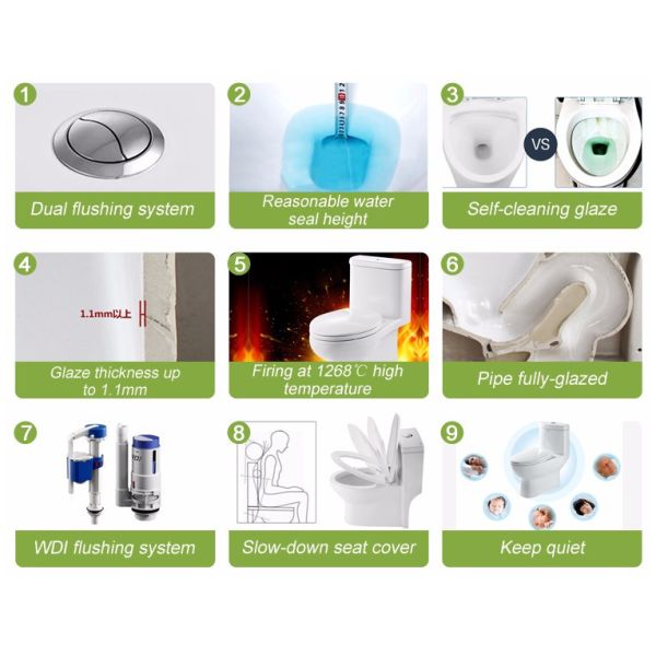 Sanitary ware siphonic wc , one piece S trap ceramic toilet CE Certification