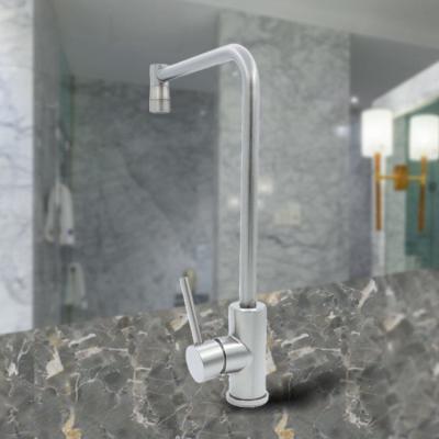 Single Hole Brushed Kitchen Sink Faucet Hot Cold Water Taps Stainless Steel Kitchen Faucet