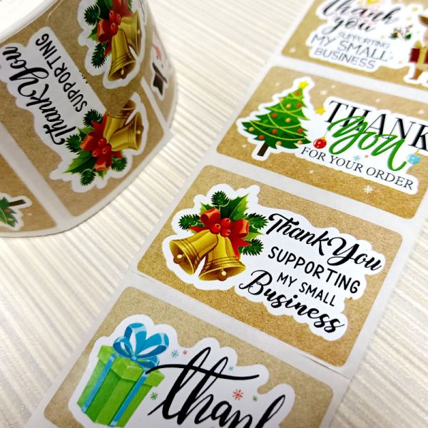 Christmas Gift Thank You Brown Custom Gift Labels Rectangular