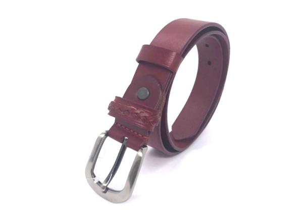 Soft Double Loop Women Leather Waist Belts With Single Prong Buckle
