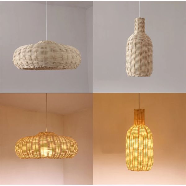 Dining Room Lamp Cafe LED farmhouse Village Vintage Handmade Wicker Pendant Light(WH-WP-112)