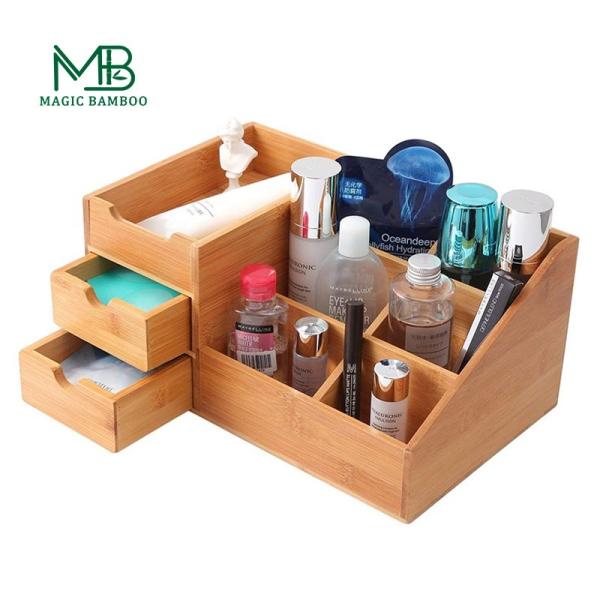 Acessórios Armazenamento Logotipo personalizado Multi-pequeno espaço caixa de armazenamento de bambu para hotel