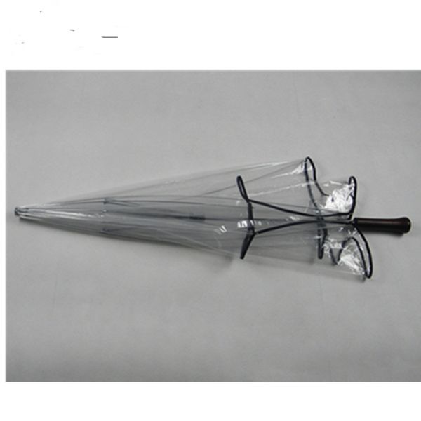 30 Inch Helmet Clear Dome See Through Umbrella Straight Wooden Handle