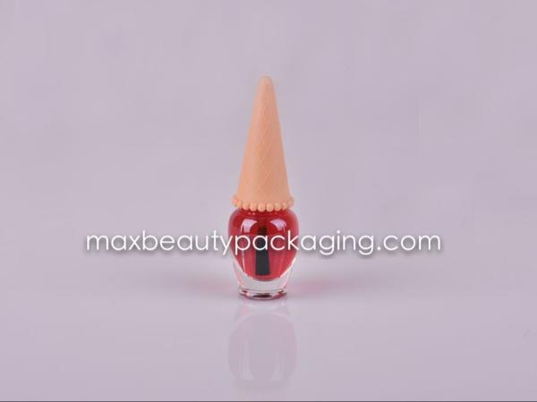 ice cream shape nail polish cap 9ml nail polish bottle nail polish plastic cosmetic packaging nail polish flat brush