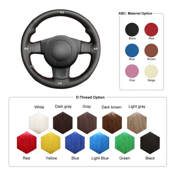 Seat Leon 1P FR Cupra Ibiza 6L 2006 2007 Hand Stitched Leather Steering Wheel Cover