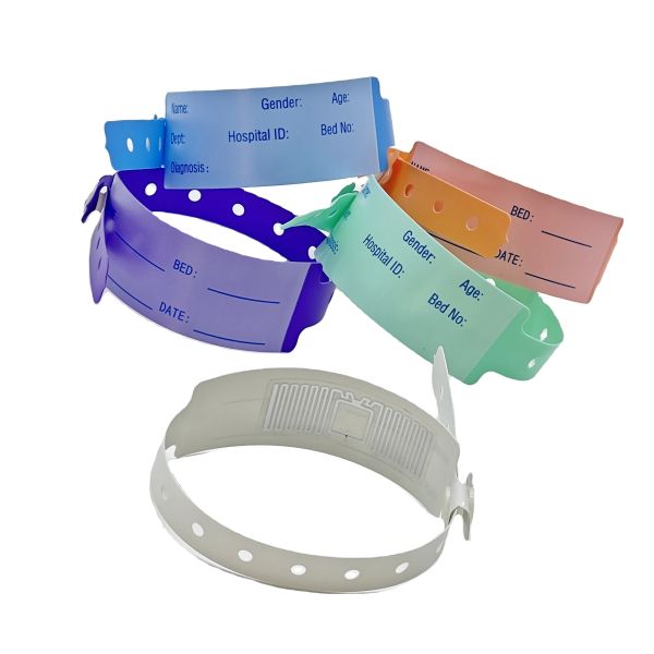 Newborn Baby Soft Wristband with RFID NFC Chip and Custom Logo in Blue PVC Material