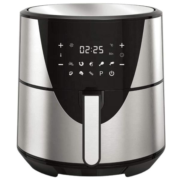 7L avec fenêtre Friture à air en acier inoxydable Foyer écran tactile LED pour 12 préréglages Faciles à nettoyer à la maison 1800w