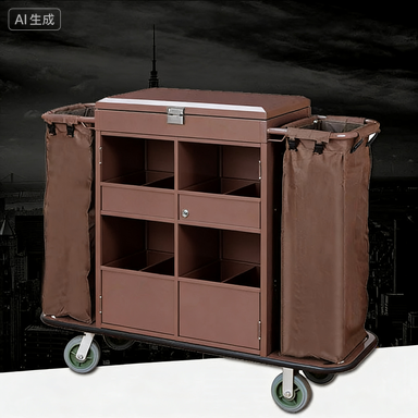 Stainless Steel Hotel Linen Cart for Room Service and Housekeeping Cleaning Trolley