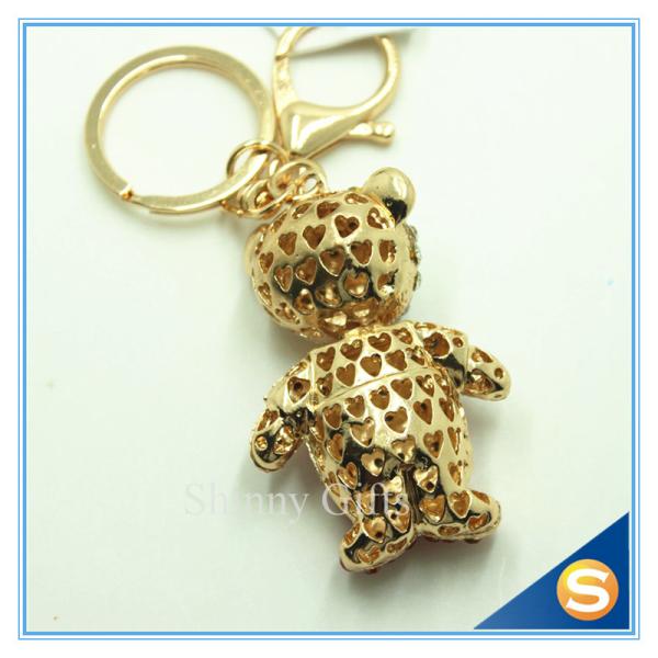 3D Teddy Bear Cute Cartoon Rhinestone Animal Shape Key Chain for Valentine's Day Gift