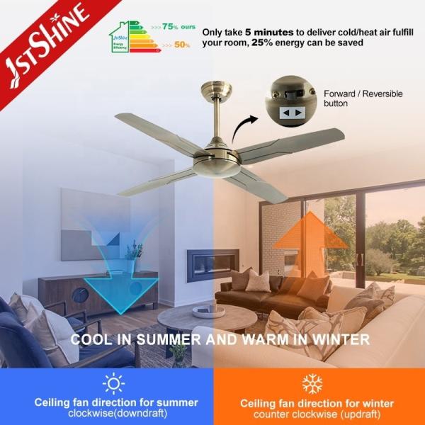 Ventilador de teto de cobre de motor AC puro de alta velocidade com controle remoto e 4 lâminas de ferro