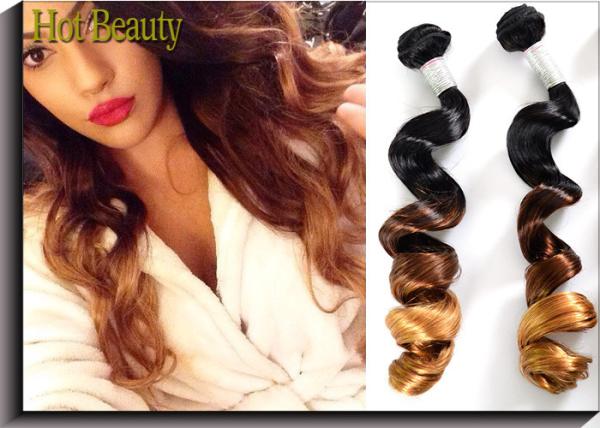 Ombre Three Tone Virgin Peruvian Hair Extensions Loose Wave 24