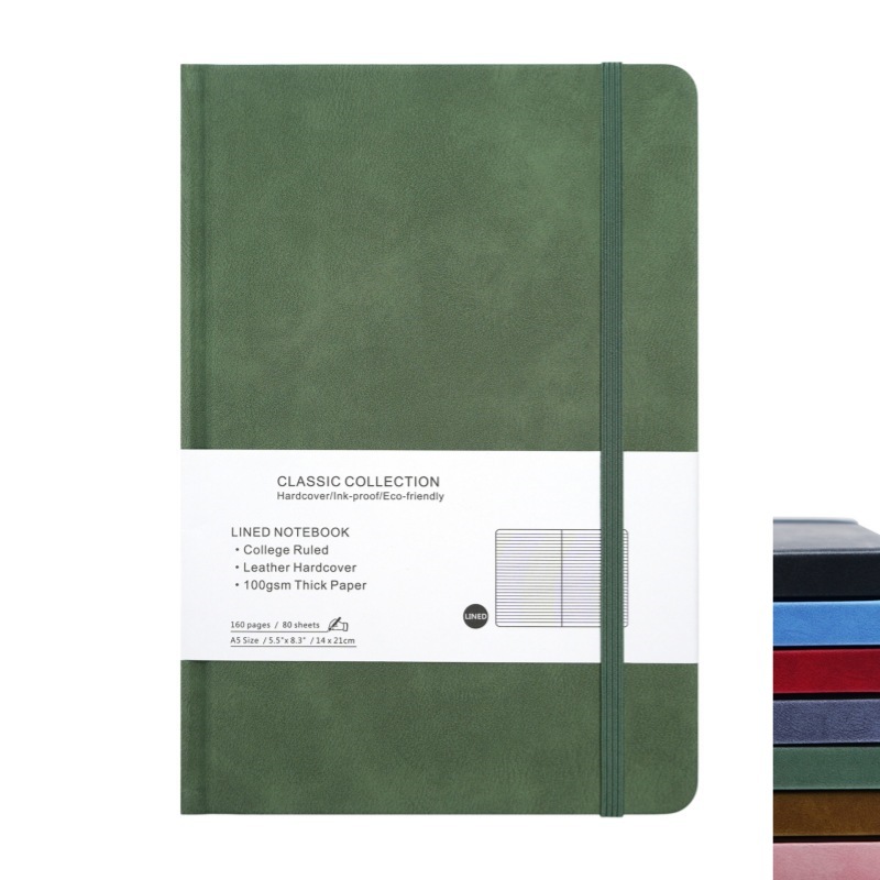 Custom A4 A5 A6 Lined Notebook, PU Leather Hardcover Business Office Journal