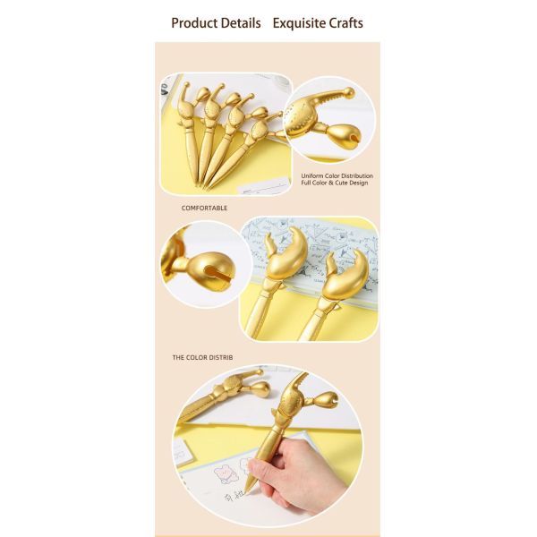Pinzas de cangrejo Mini bolígrafo creativo de oro de madera de pescado 0.7mm bolígrafo