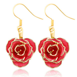 24k Gold Plated Rose Earrings Gifts for Girlfriend  Preserved Flowers Wholesale Hot Rose Earrings