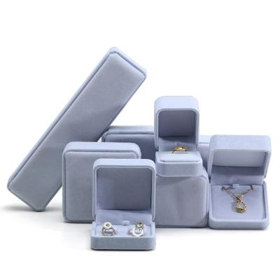 Hign quality  jewelry box hign end handmade gray velvet jewellery box for jewelry set