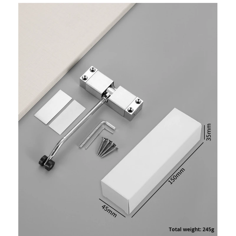 Silent Spring Automatic Door Closer Aluminum Alloy Wood Simple Design 180 Opening 50kg Capacity Household Hotel Use Normally