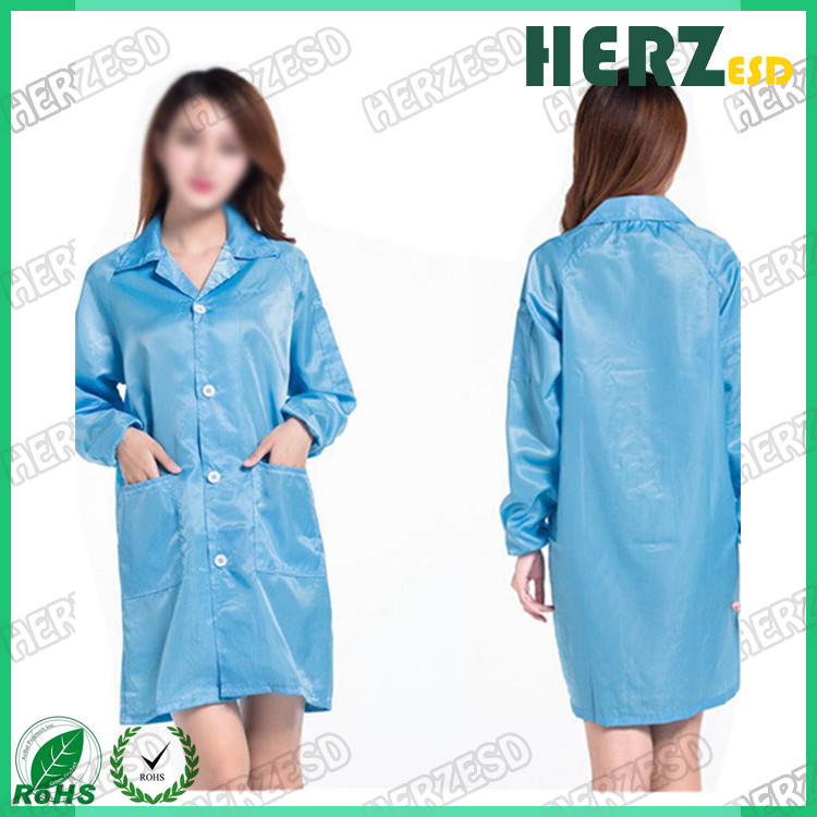 Пальто лаборатории ESD Coverall пользы чистой комнаты полиэстера решетки одежды решетки ESD OEM анти- статическое