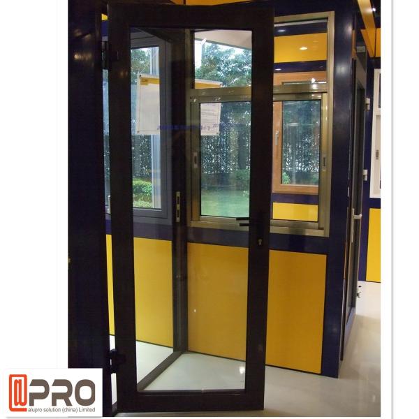 Long Life Span Tempered Glass Door , Double Swing Modern Aluminium Doors hinges types exterior hinges