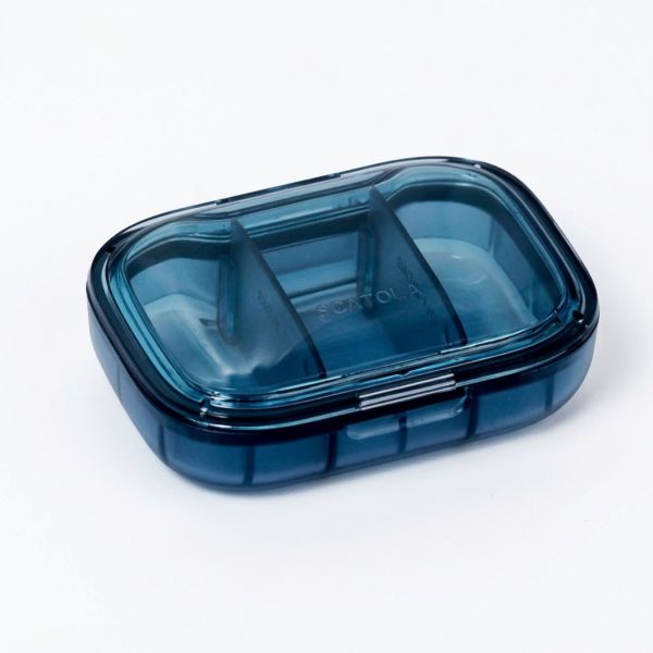 2025 Portable Food Grade PP Weekly Pill Box Storage Black Transparent Child-Resistant 3-Times Pill Case Organizer for Travel