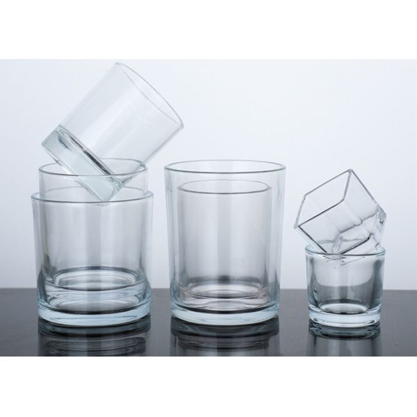 Clear Glass Cylinder Candle Jar Vessel with Shiny Gold Metal Lid Iron for Candle Making