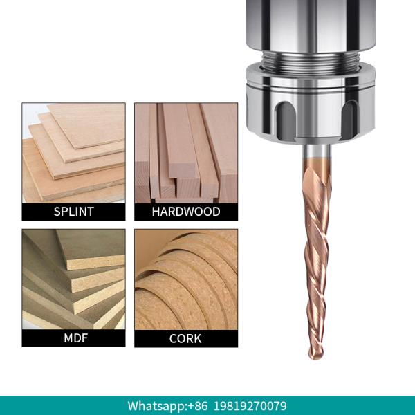 YingBa Wholesale Price 8mm CNC Wood Router Bit Diamond 2Flute Spiral Tapered Ball Nose End Mil Milling CNC Cutter  for Wood MDF