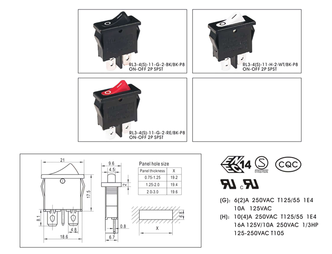 21MM Square Remote Lever Switch With Waterproof Cap Multi-purpose Rocker Switch