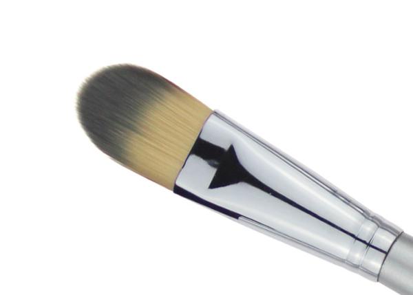 Silver Handle Synthetic Hair Stippling Makeup Brush For Powder Foundation