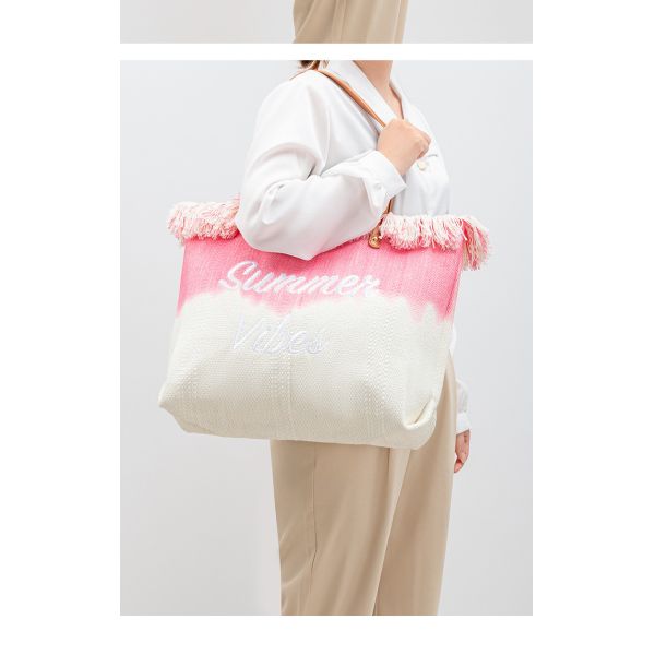 EMBROIDERED TOTE TASSEL DESIGN CANVAS BAG BRAIDED ALPHABET CANVAS UNDERARM NEW SHOULDER SUMMER HIGH CAPACITY WOMEN'S BAG