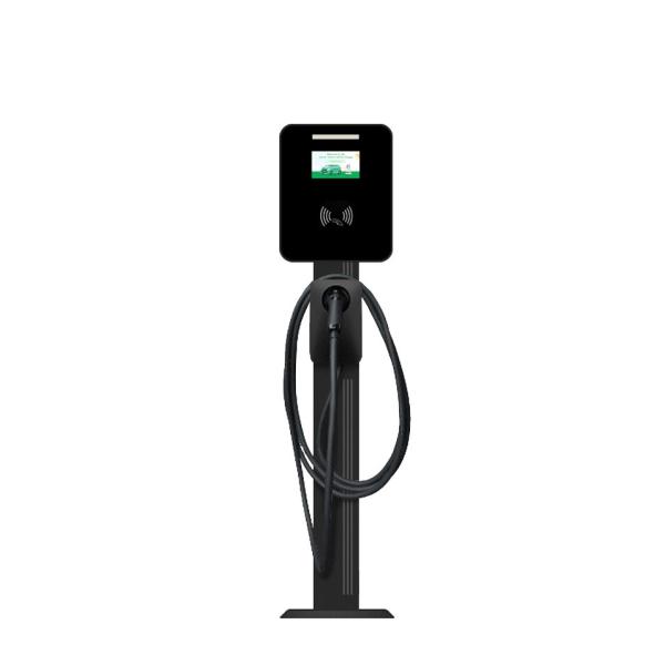Estação de carregamento de veículos elétricos montada em parede de prata com interface tipo 2 e cabo de 5 m