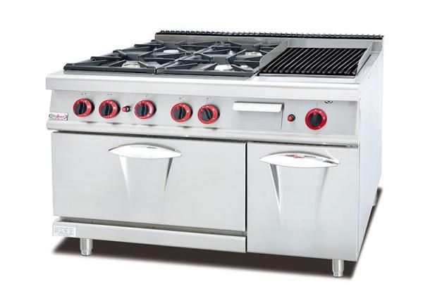 Escala de gás ocidental Multi-funcional do equipamento da cozinha com combinação da chapa para assar/grade