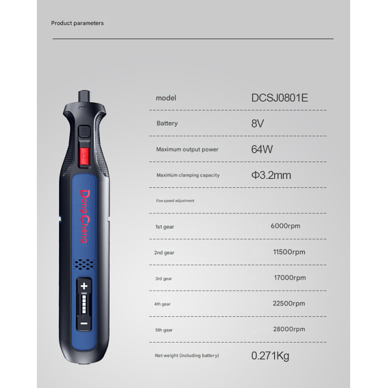 DCSJ0801E 8V Cordless Rotary Tool, Mini Electric Grinder Pen for Engraving Polishing Drilling