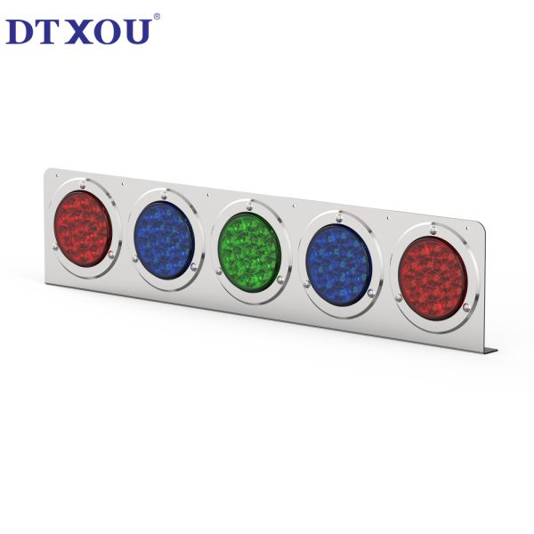 4-inch circular LED trailer truck semi trailer brake turn signal light 5-hole stainless steel combination tail light bracket