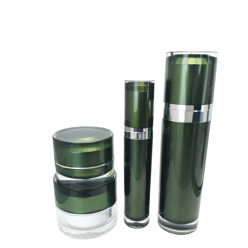 Acrylic Cosmetic Packaging Set 15/30/50/100ml Cream Bottles Squeeze Pump Screen Printing Surface for Skin Care Serum Face Lotion