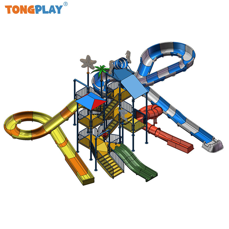 Kids Outdoor Indoor Playground Fiberglass Water House Slides 15m UV Protection for Amusement Park Water Games