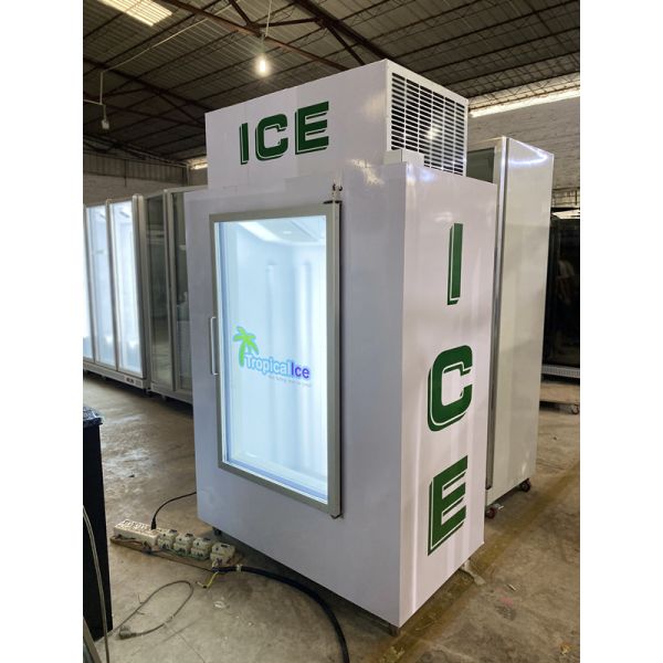 Indoor Commercial Ice Freezer With Top Mount Refrigeration System