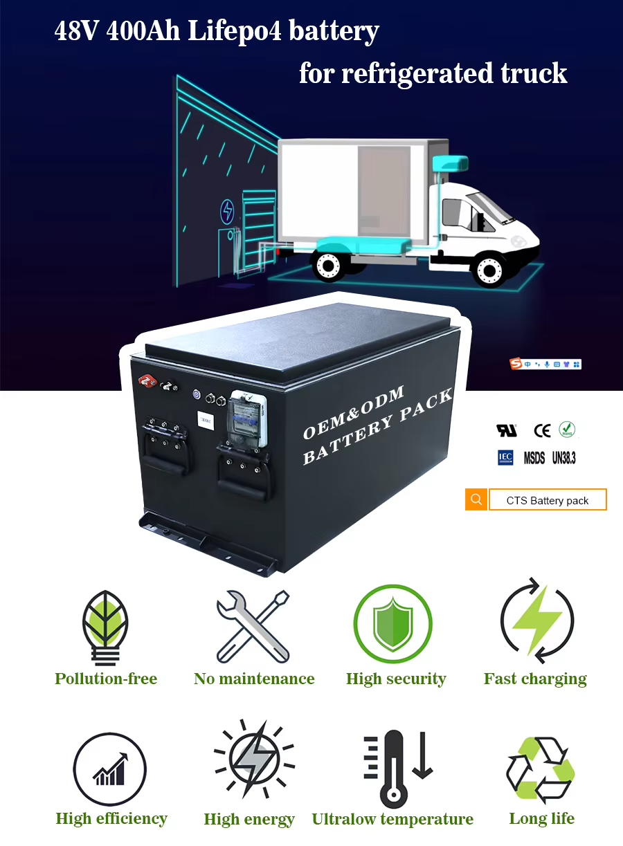 Холодильный грузовик Lifepo4 Lifepo4 Литийная батарея 200ah 400ah 48v