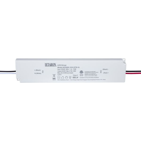 Verified Manufacturer ENEC SELV Low Profile LED Transformer for Custom OEM Letaron 90W Triac Dimmable LED Driver 120VAC to 24VDC Power Transformer for Furniture Cabinet Light