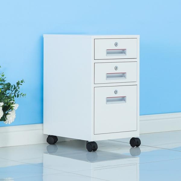 Industrial Design Office File Cabinet with Lock and Movable Three Drawers OEM Storage