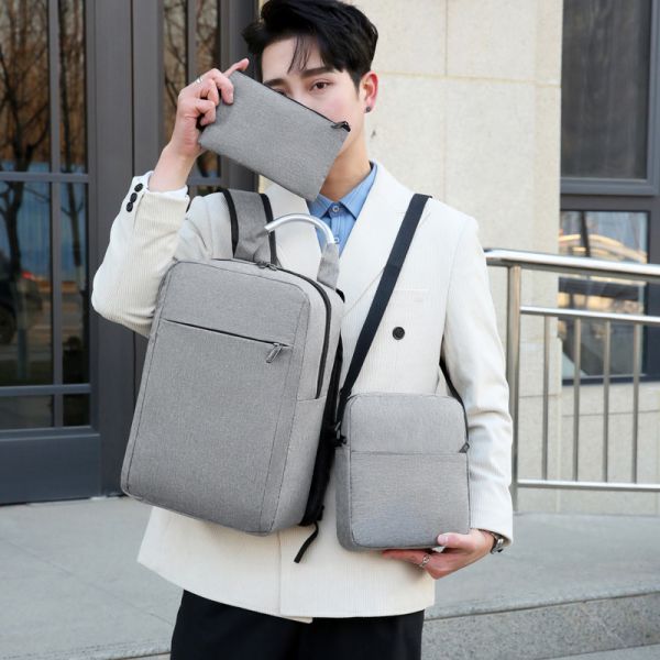 1.2 Inch Office Backpack Sets 3 In 1 Mens Fashion Backpacks Set With Usb Port