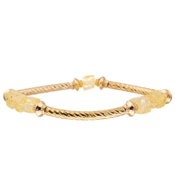 O ouro chapeou braceletes frisados feitos a mão amarelos da borla do elo de corrente ajustou o encanto de DIY para mulheres