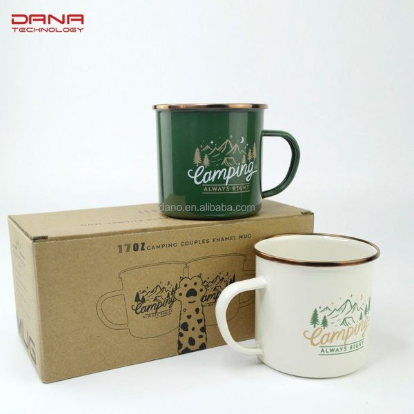 Production 30 Days Enamel Coating Double Coating Carbon Steel Coffee Milk Camping Mug Customized Decal Lightweight Design