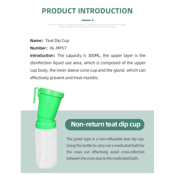 Dairy Cleaning Supplies 300ml Non Return Teat Dipper For Cow Teats Cleaning